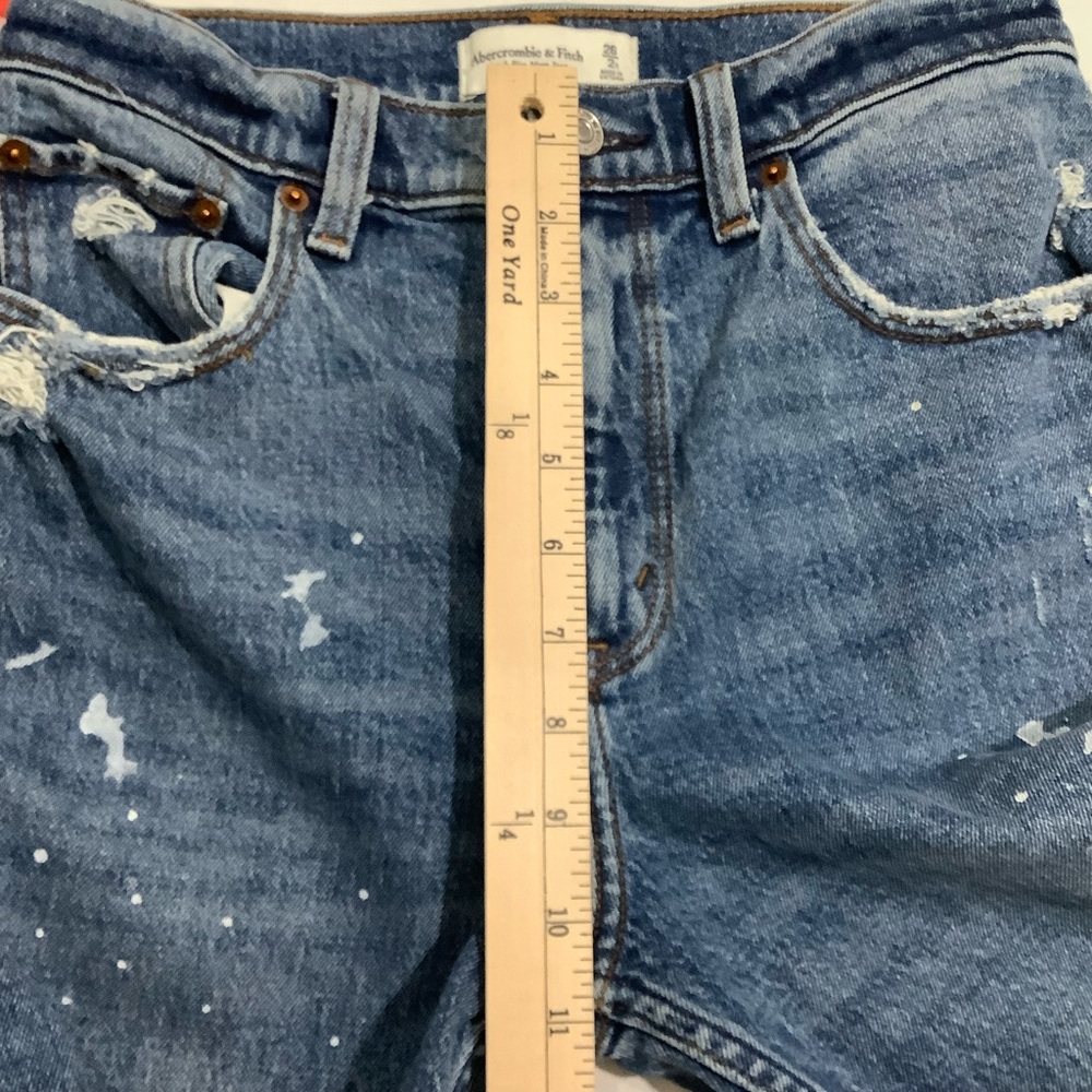 Abercrombie & Fitch High Rise Mom Jean Paint Splatter Distressed - Picture 8 of 11